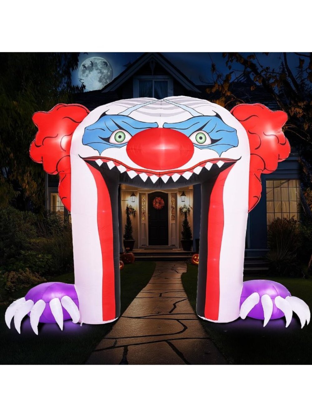 Giant 11 FT Creepy Clown Halloween Inflatable Archway - Outdoor Yard Decor